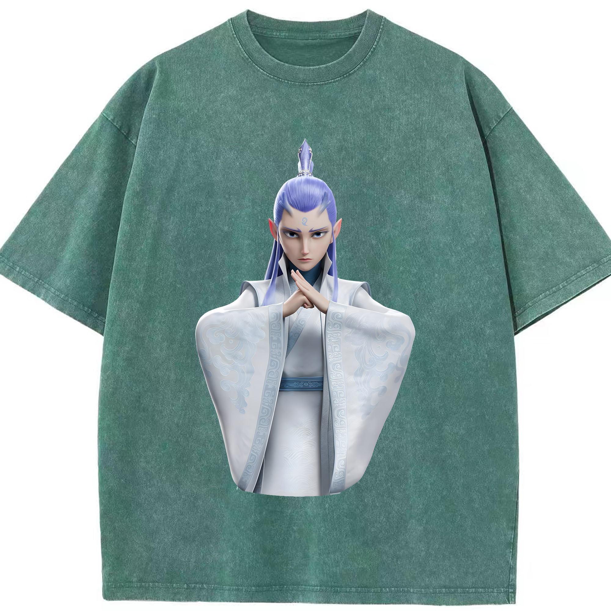 （画像用） Ne Zha 2 ナタ 魔童の大暴れ 綿100% ヴィンテージ風 半袖Tシャツ（フロントプリント）